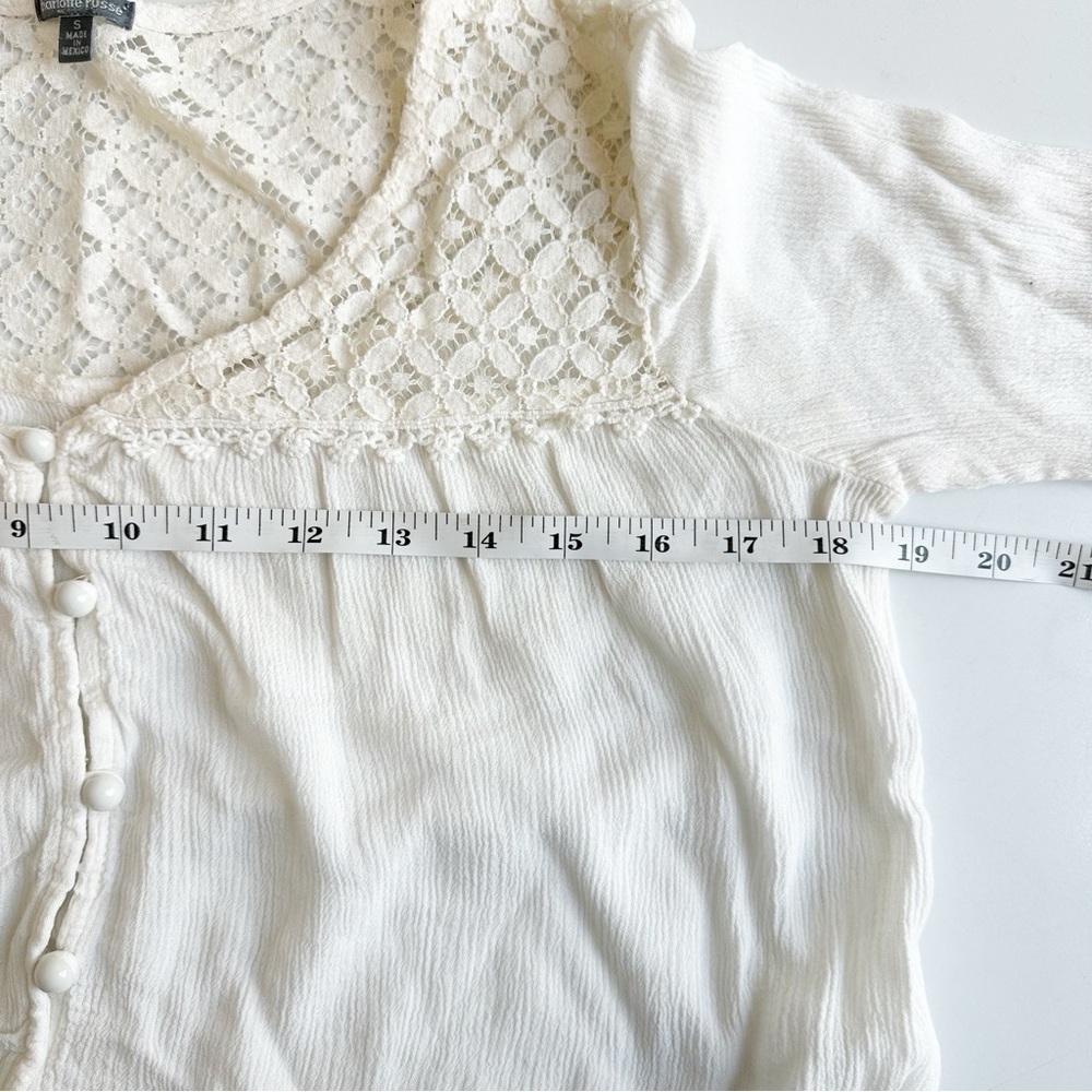 Charlotte Russe Peasant Blouse Top Shirt White Small Button Up Flowy Bell Sleeve - Picture 3 of 6